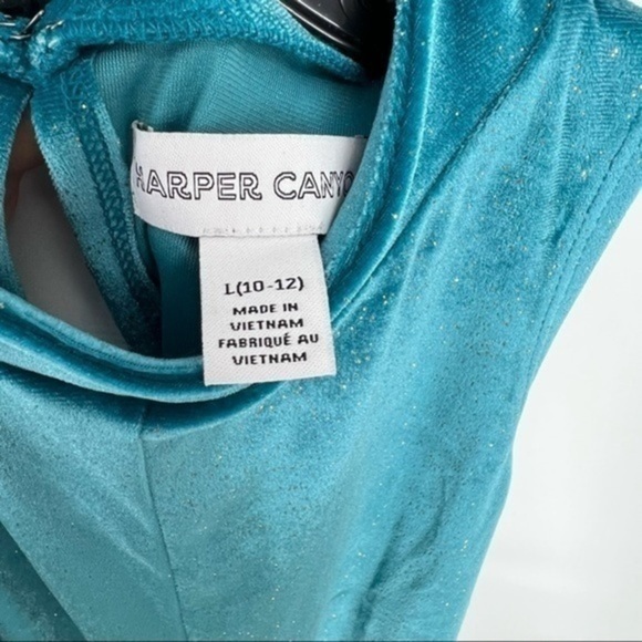 5/$25 HARPER Canyon Girls High Neck Sparkle Velour A-Line Dress - Picture 6 of 6